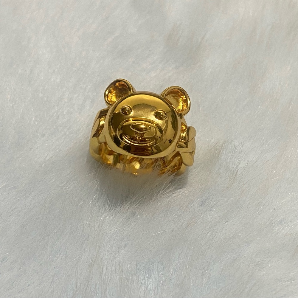 Moschino Gold Teddy Bear Ring Size 8